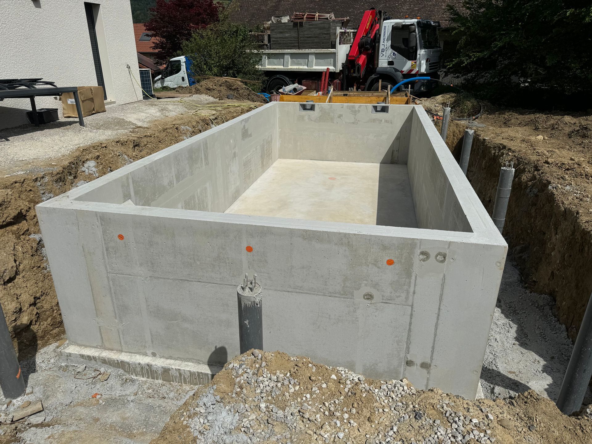 Structure béton d’une piscine réalisée par VBJ Maçonnerie